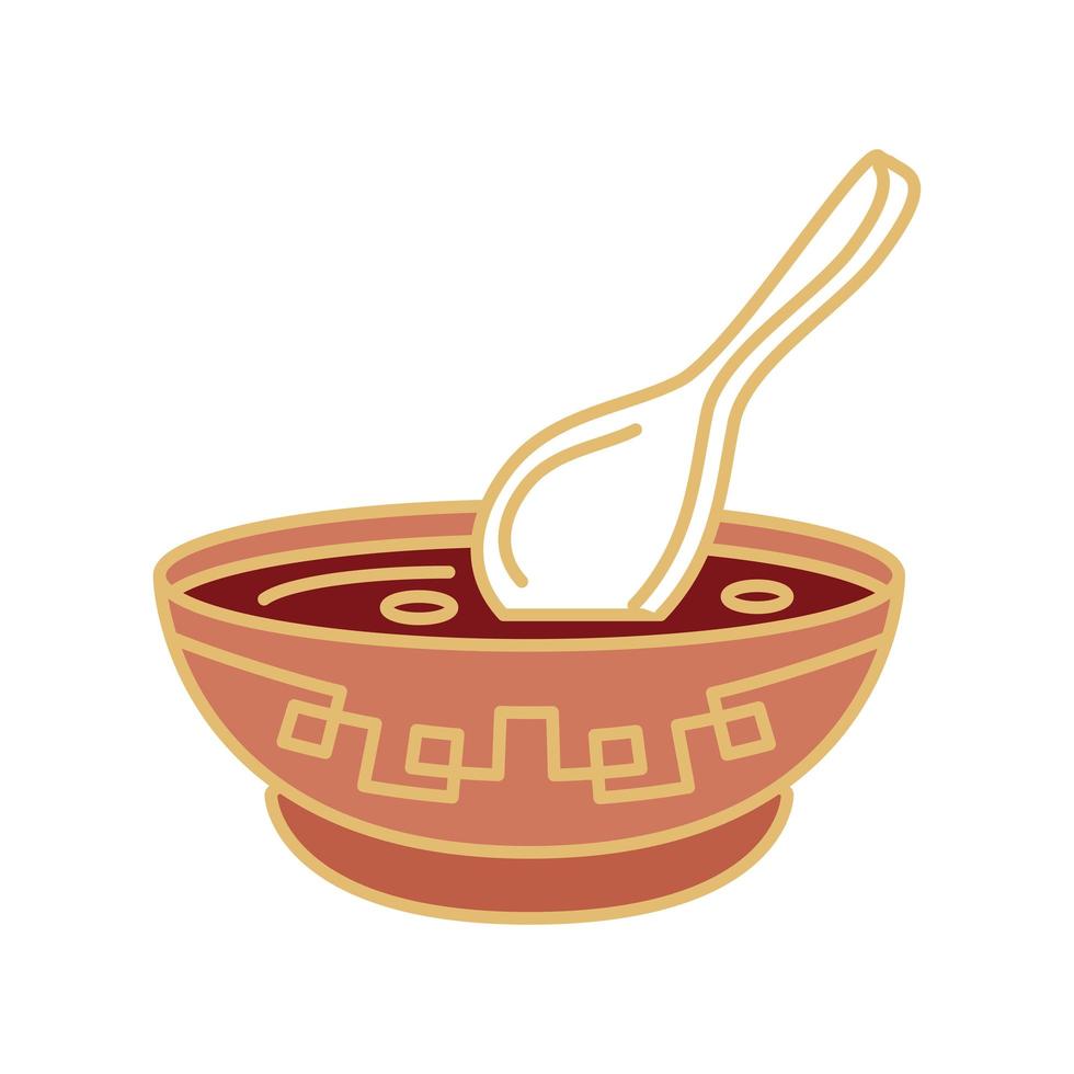 oriental soup and spoon vector