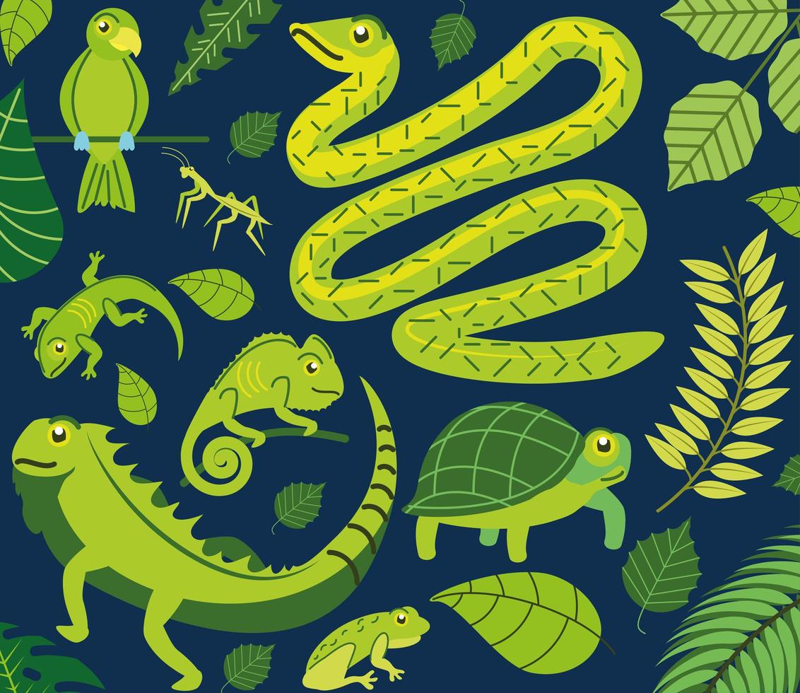 green pattern animals vector