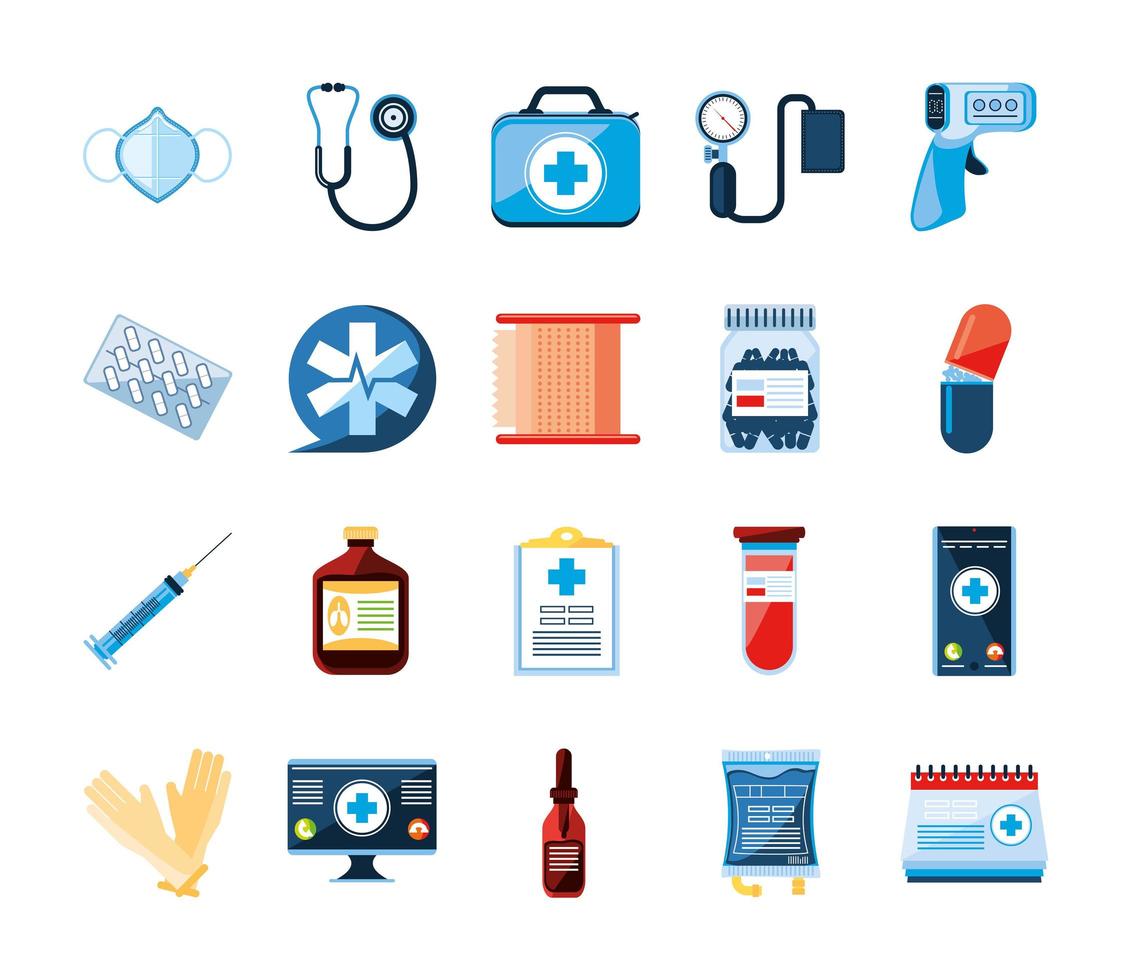 set of medical care vector