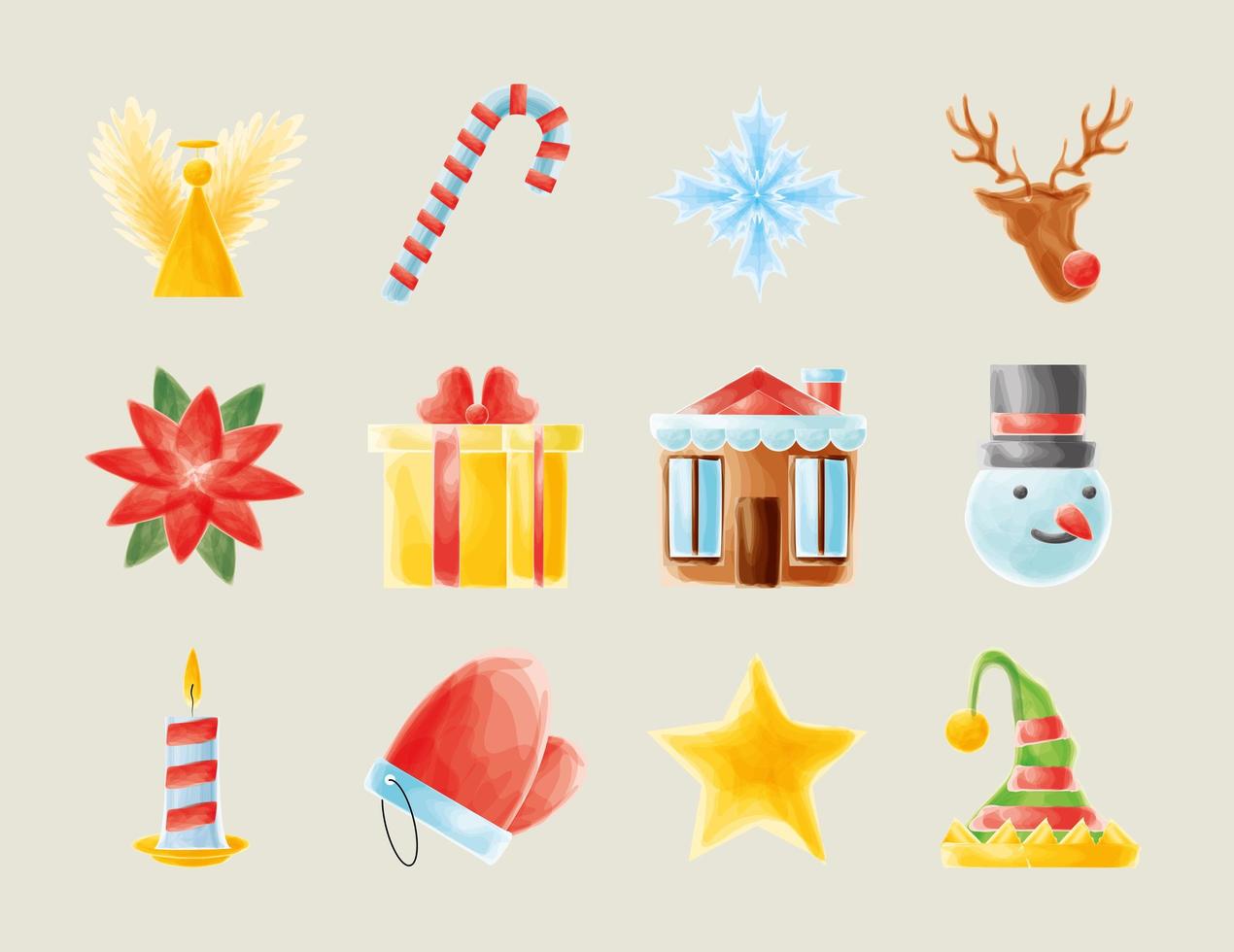 iconos decorativos navidad vector