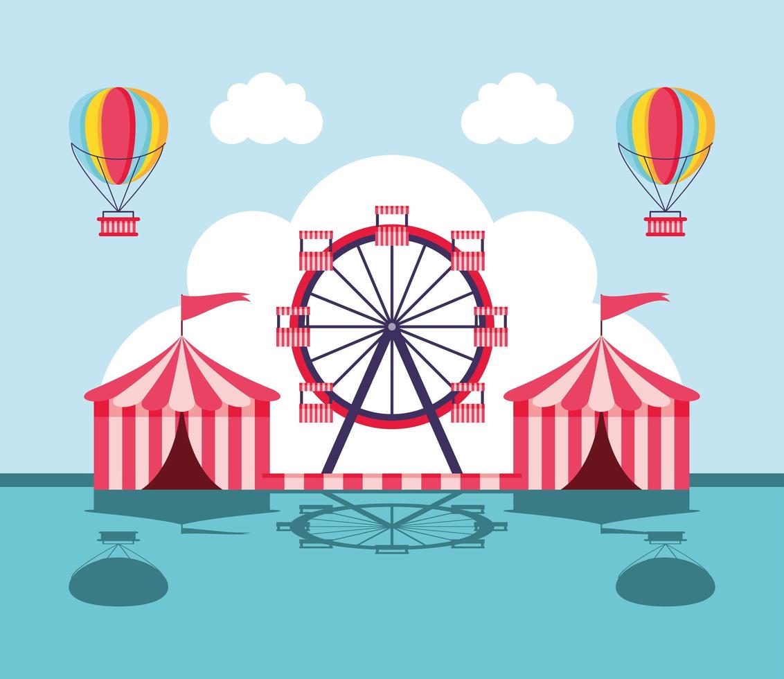 circus tents and wheel vector