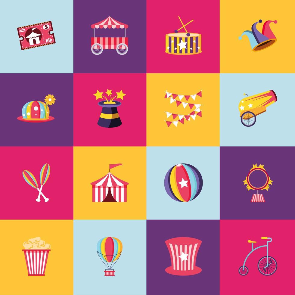 circus amusement icons vector