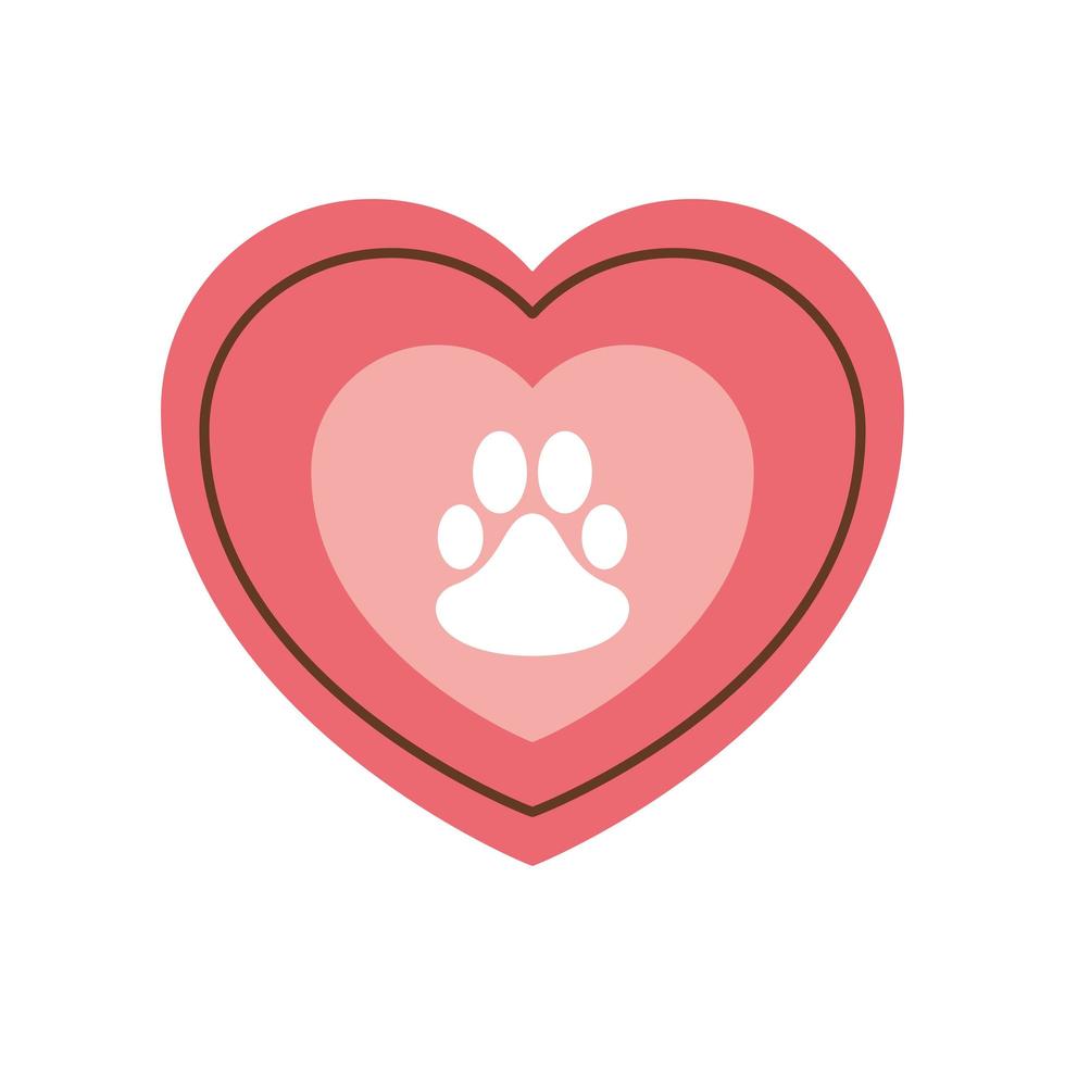 pets paw in heart vector