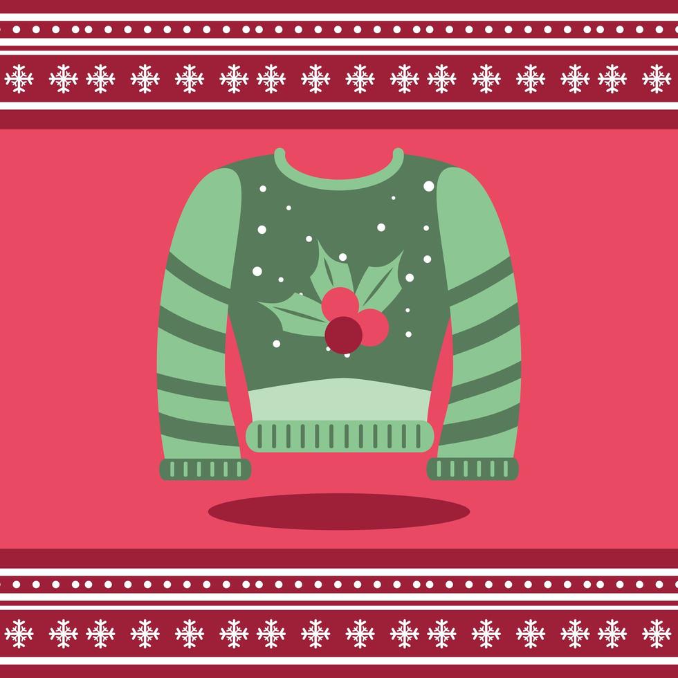 ugly sweater on red background vector