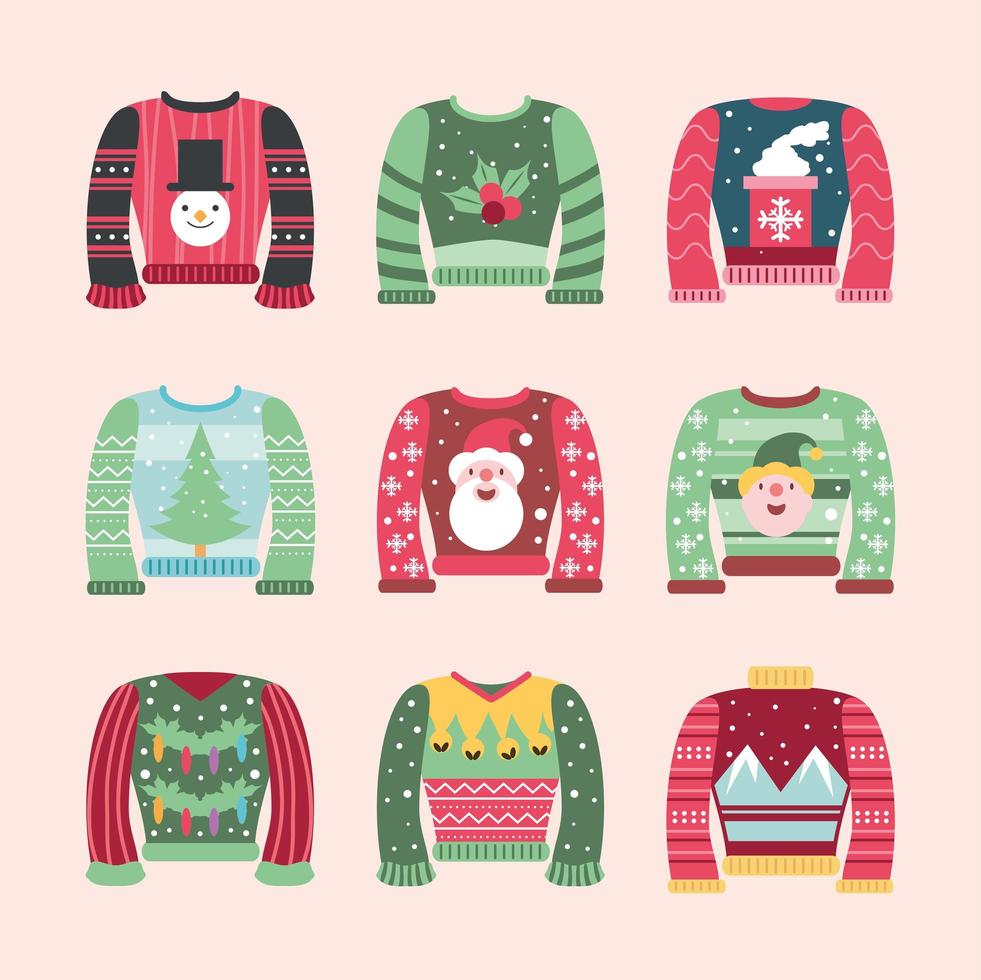 set of ugly sweater vector