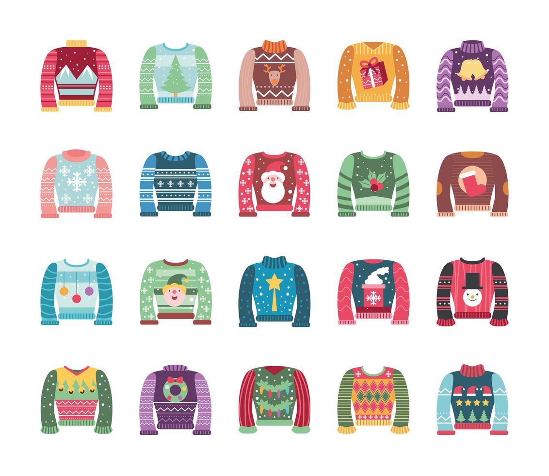 ugly sweater icons vector