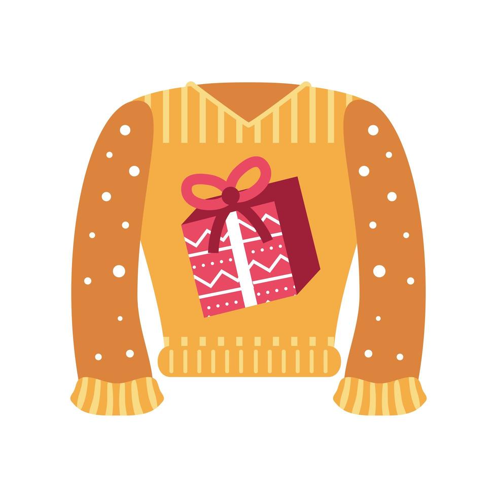 ugly sweater with a gift vector