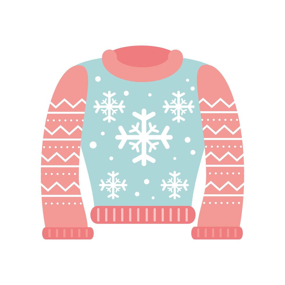 ugly sweater with snowflakes vector