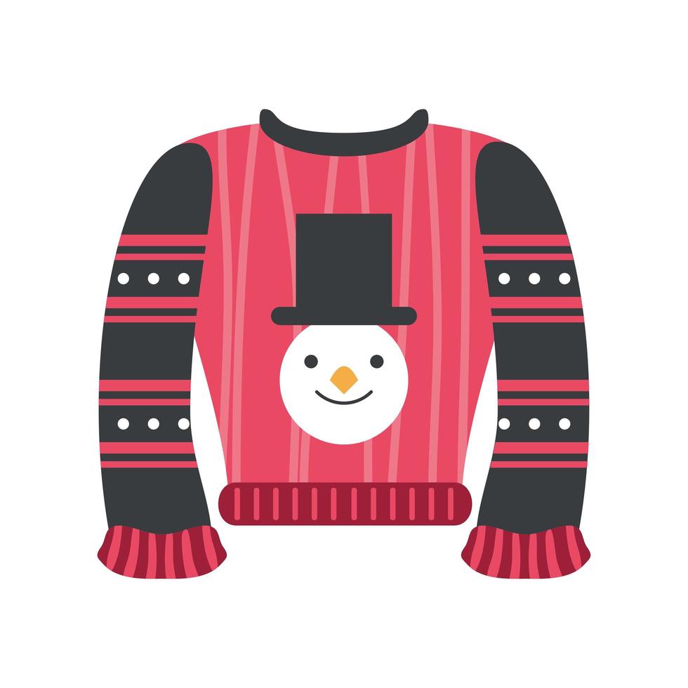 snowman face on ugly sweater vector
