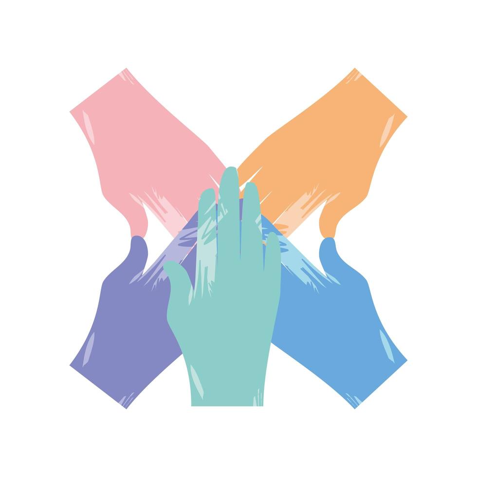 colored hands together vector