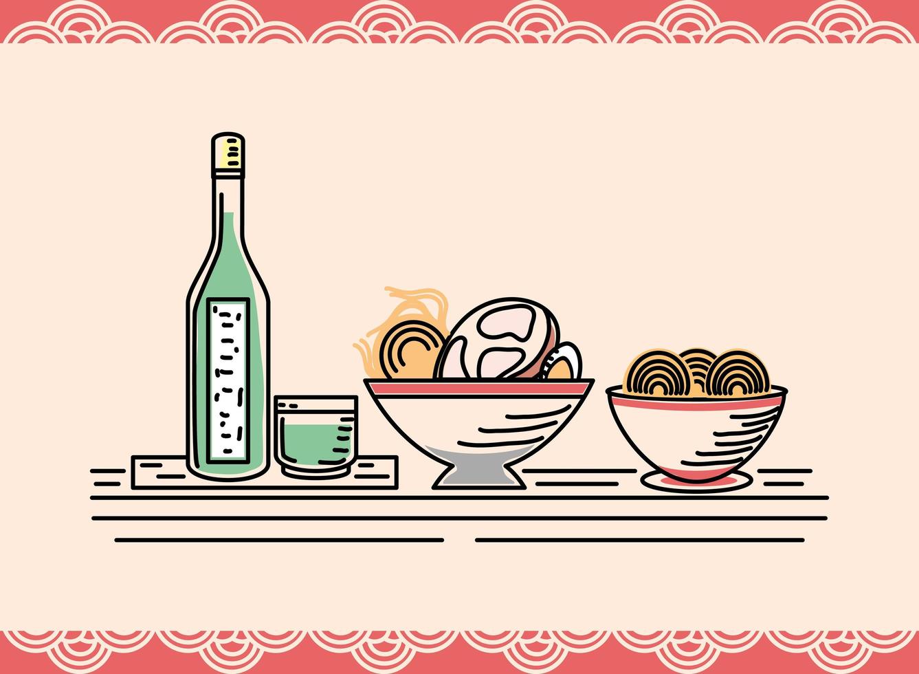 japanese food and drink vector