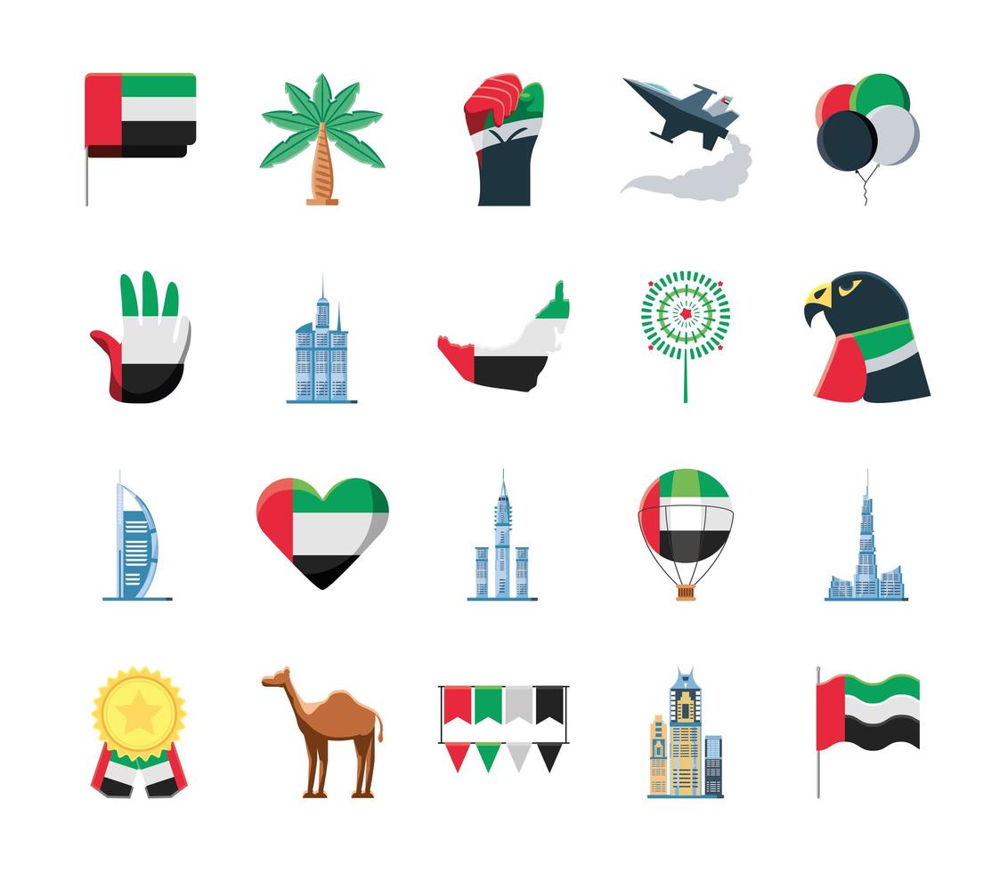 set of UAE national day vector