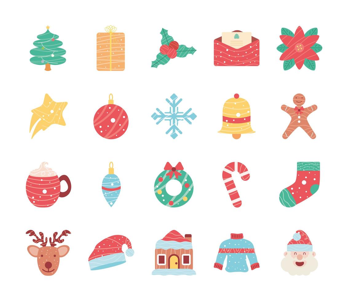 merry christmas stickers vector