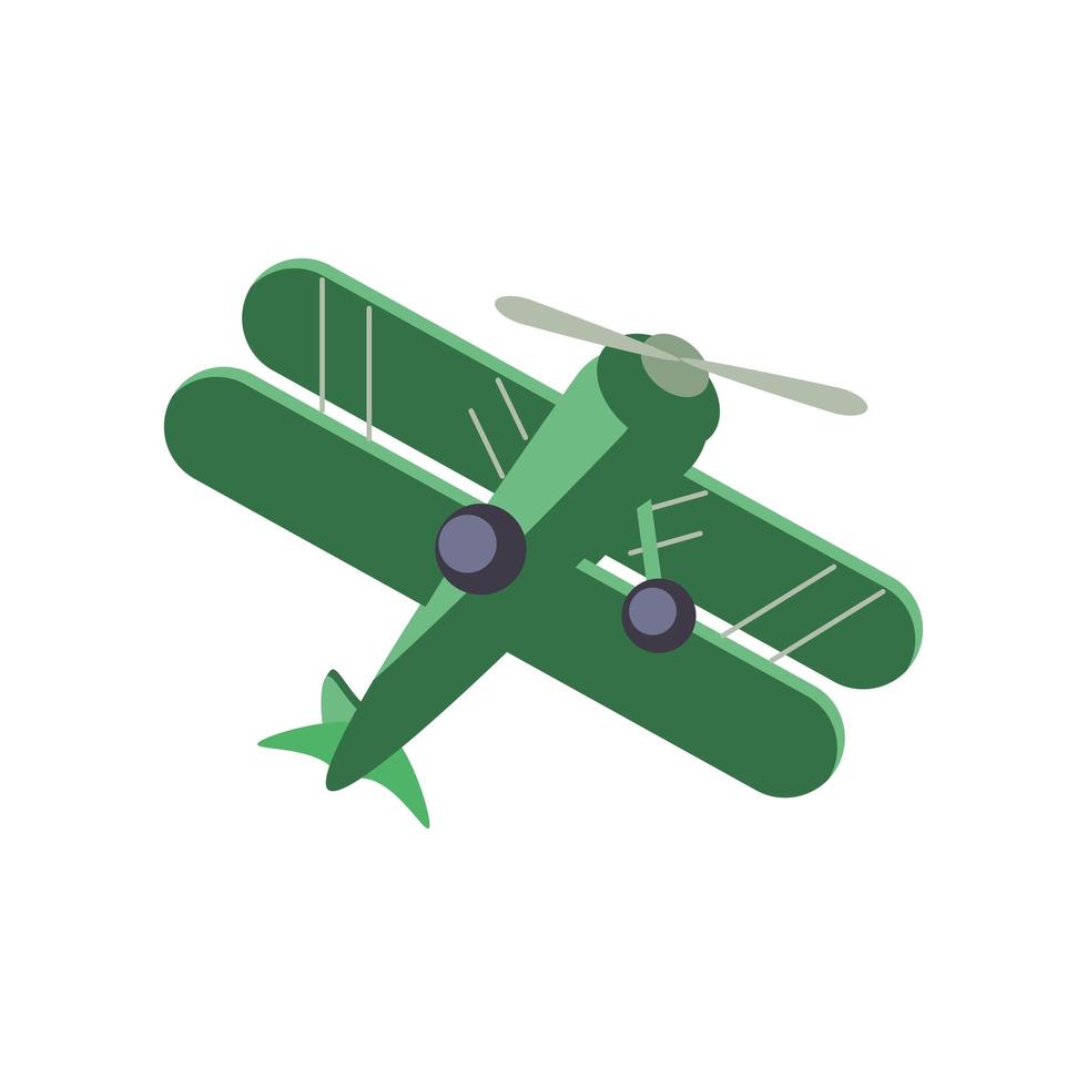 green retro biplane vector