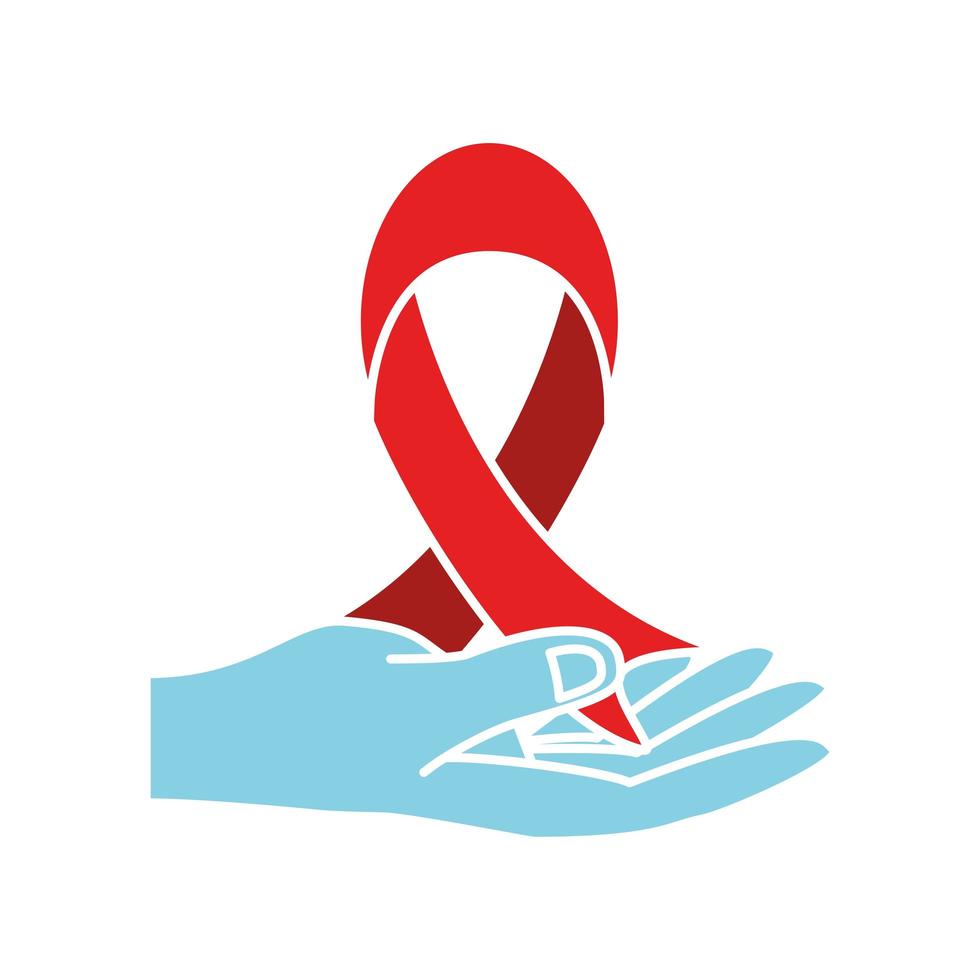 red ribbon in hand vector
