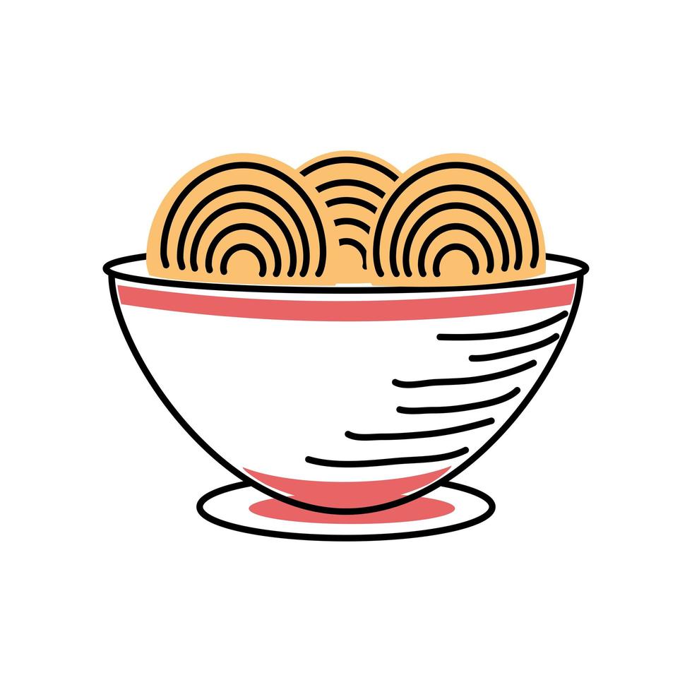noodles in bowl vector