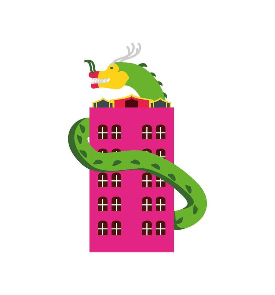 dragón en el edificio vector