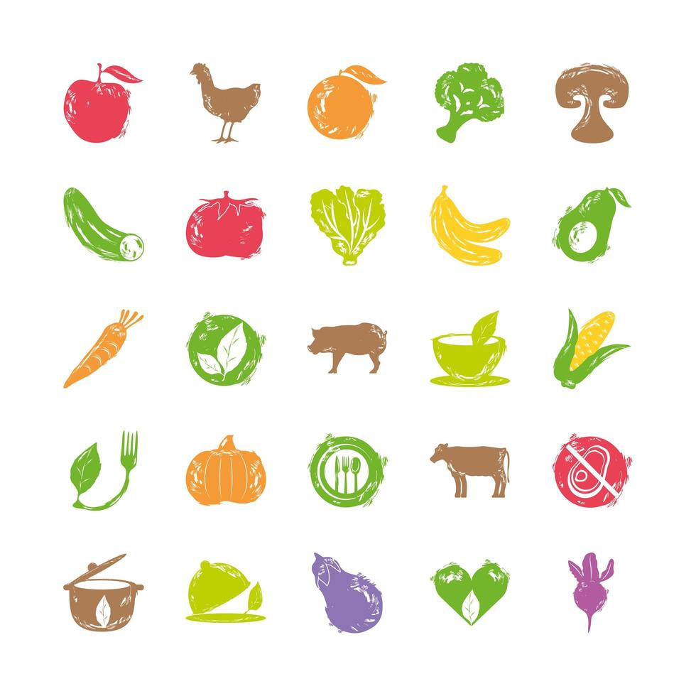 go vegan icon set vector