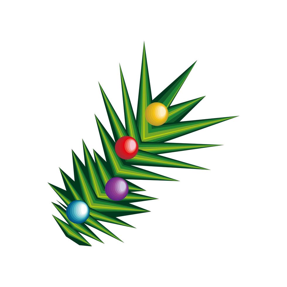 christmas branch with balls vector