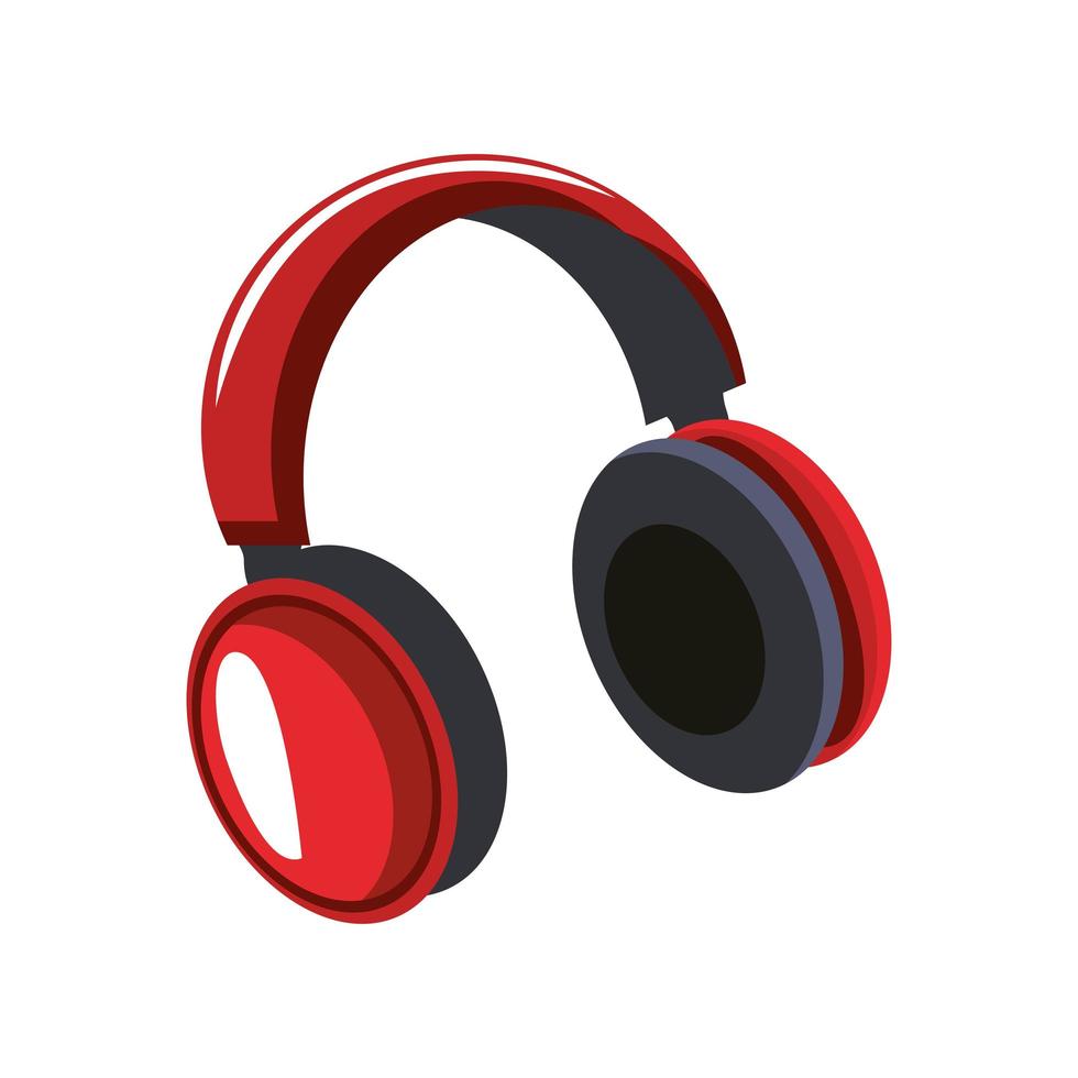 red headphones device vector