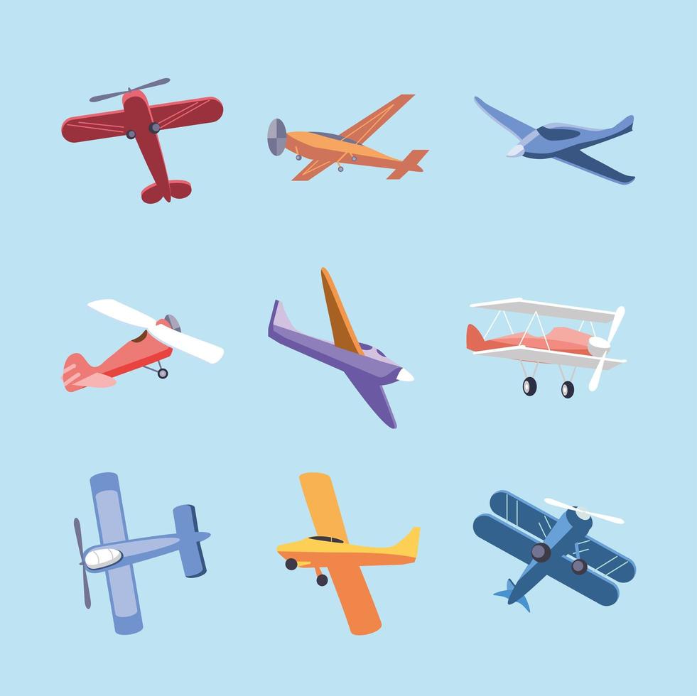 different airplane icons vector