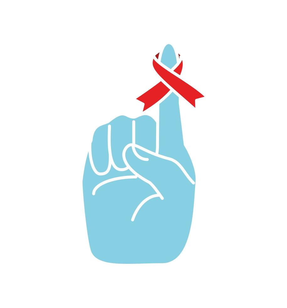 finger with red ribbon vector