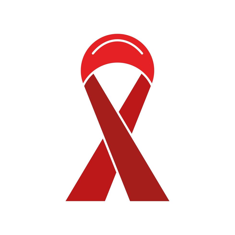 red ribbon aids vector