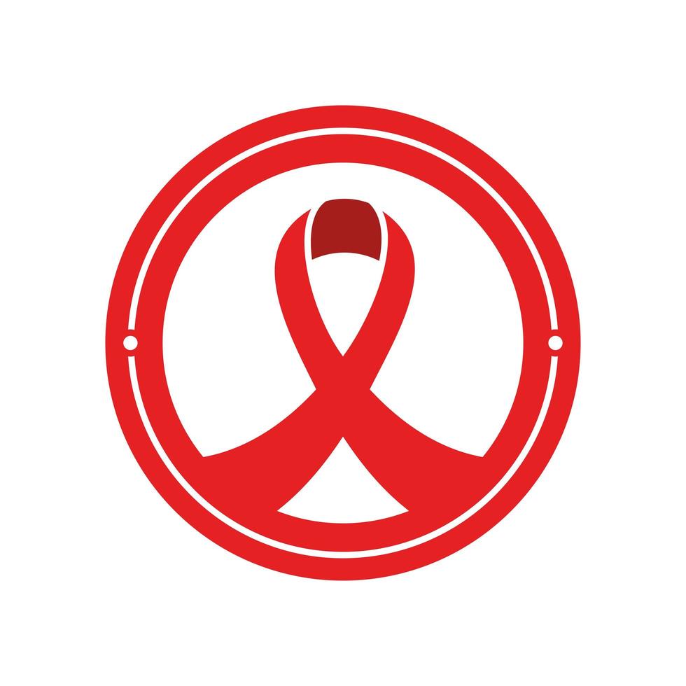 red ribbon in circle vector