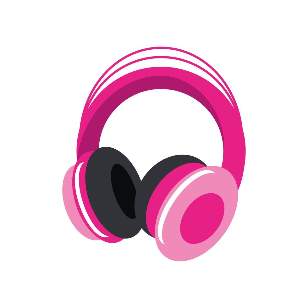 pink headphones icon vector