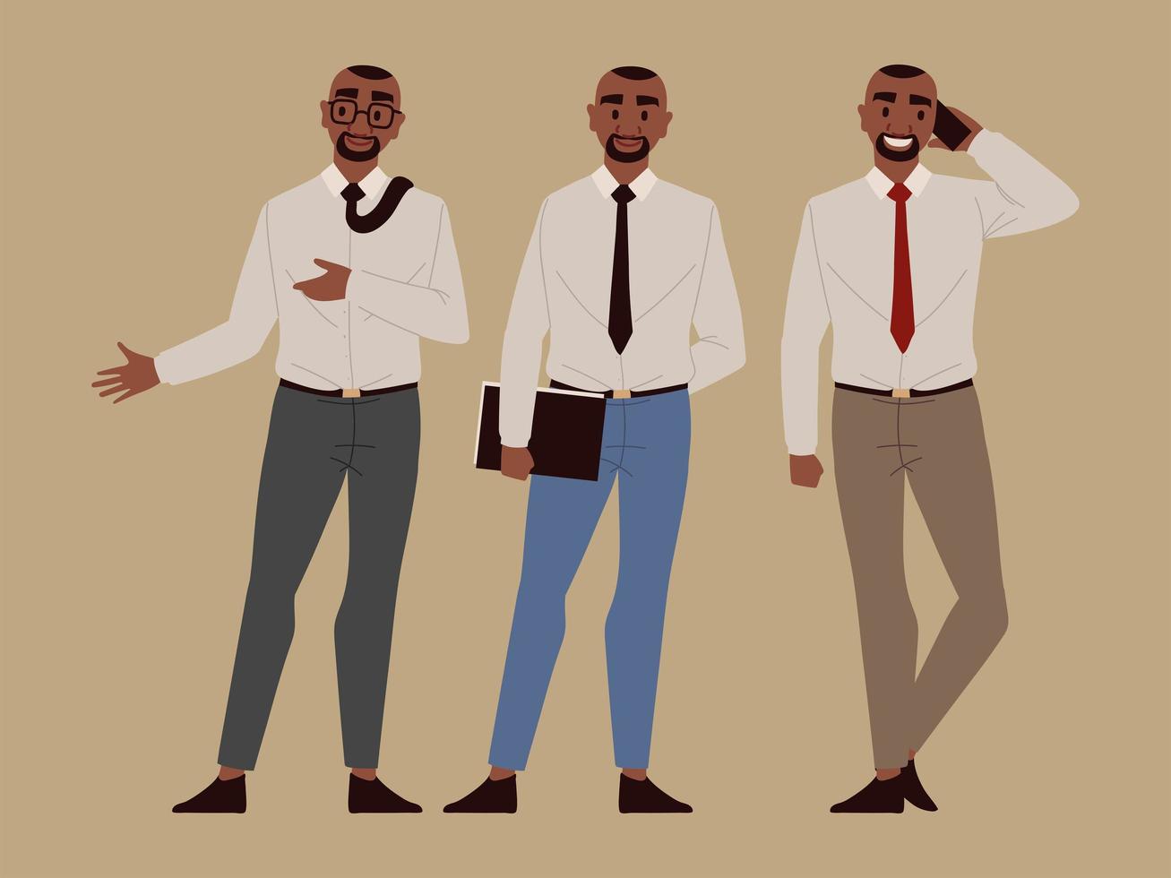 set of black business man vector