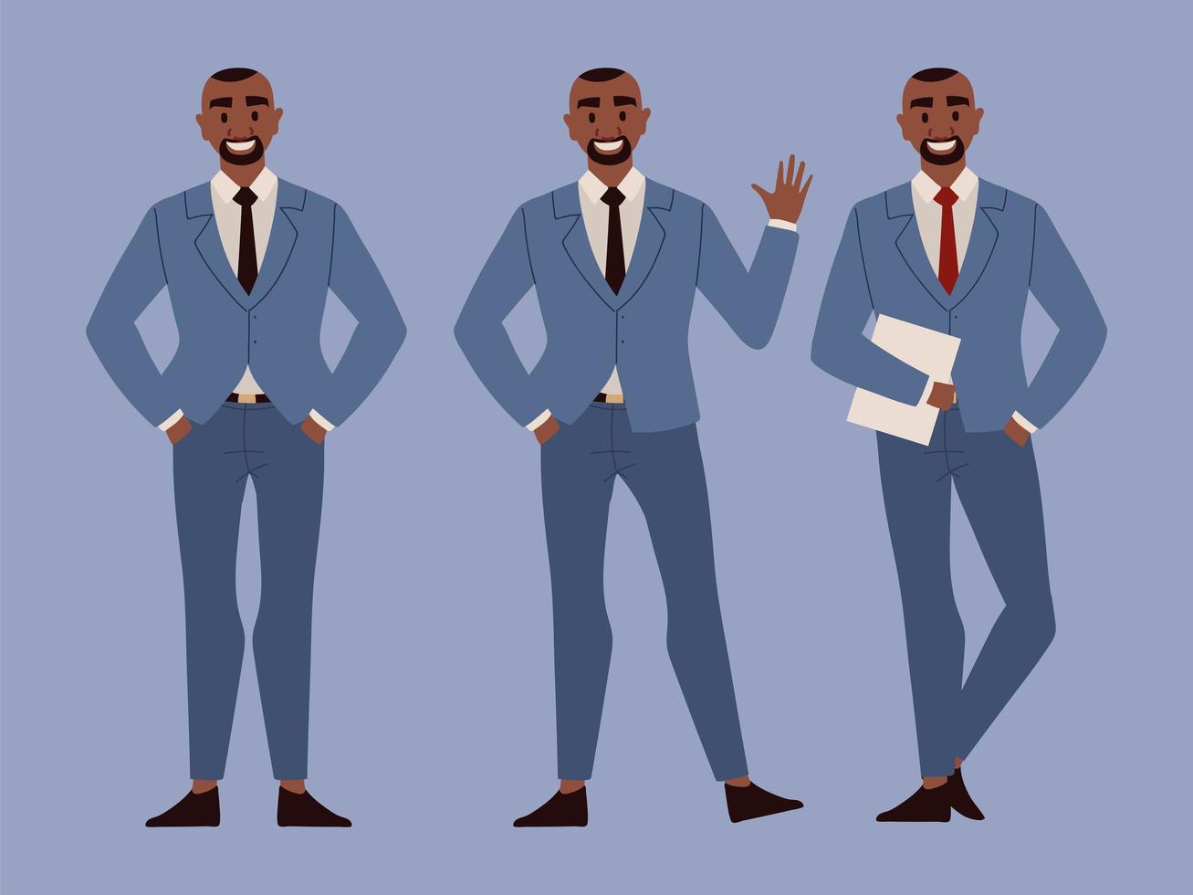 set of african american businessman vector