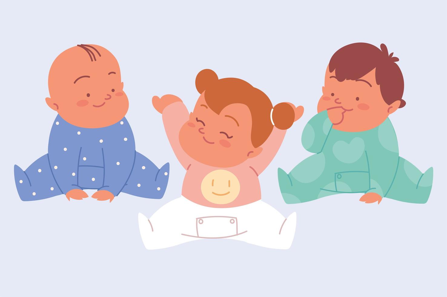 set babies sitting vector