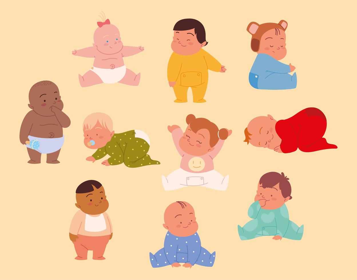 conjunto de iconos bebés vector