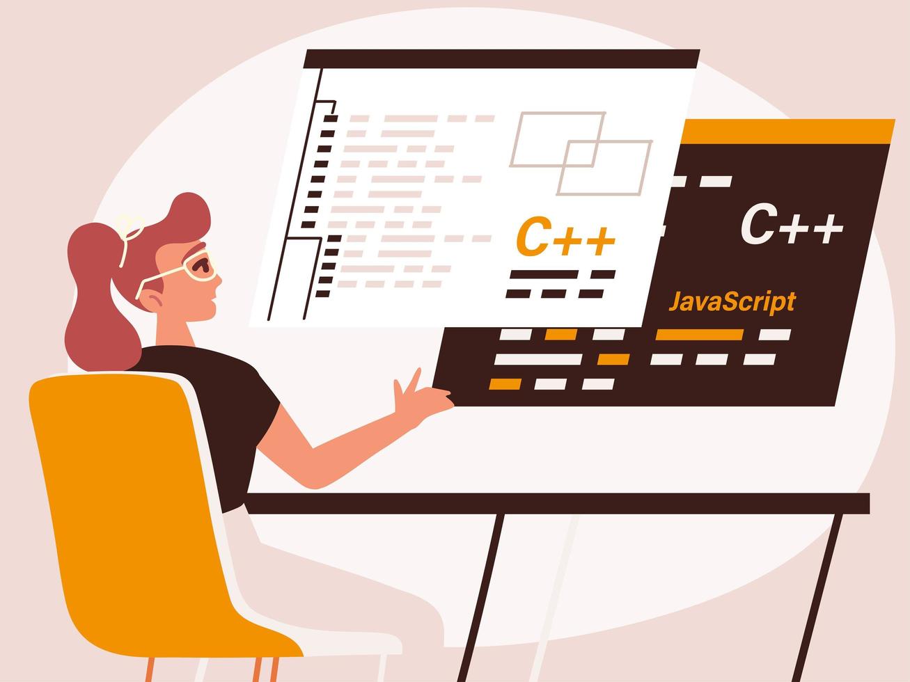 female programmer working vector