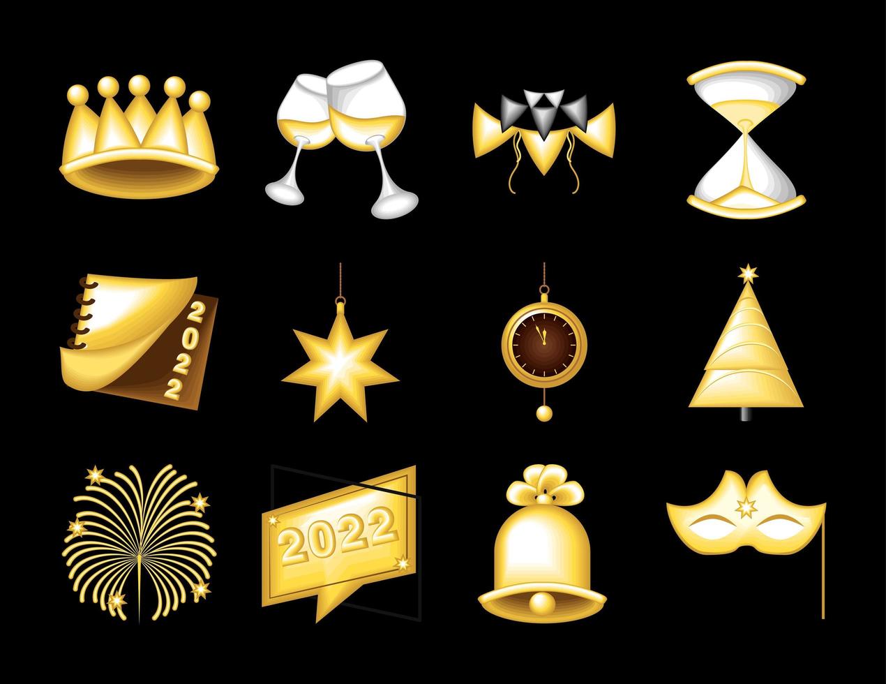 set of new year 2022 vector