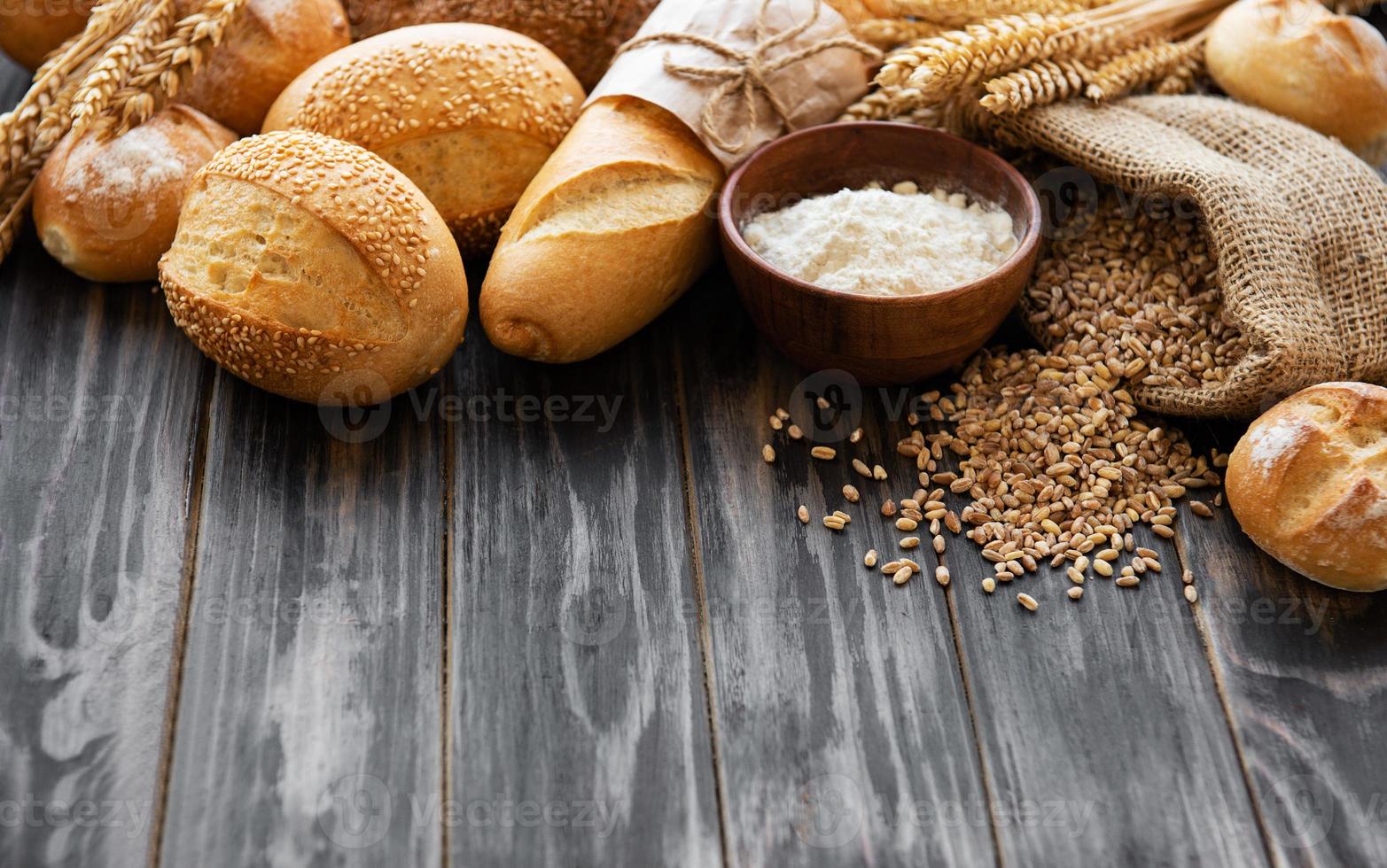 Assortment of baked bread photo