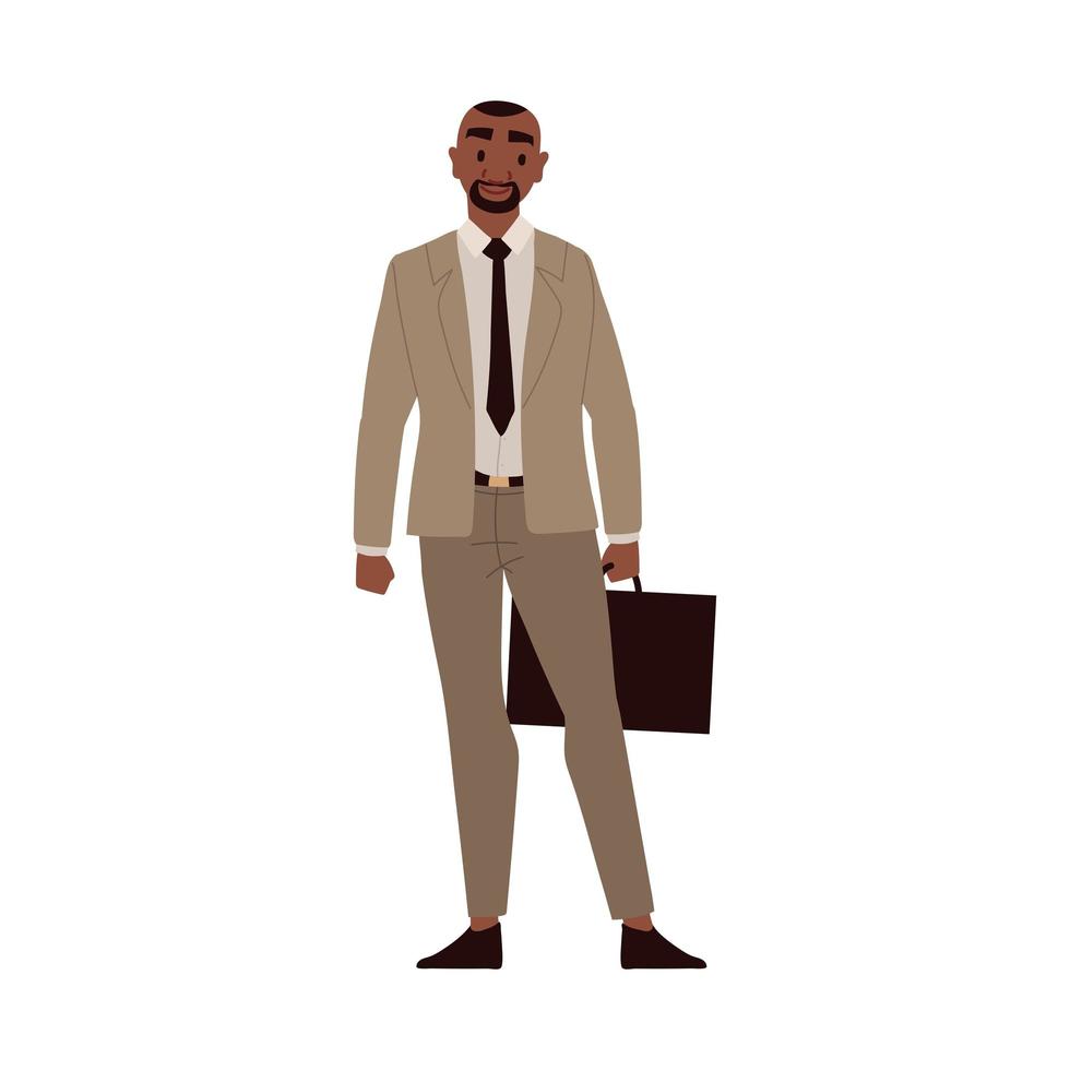 hombre de negocios negro con maletín vector