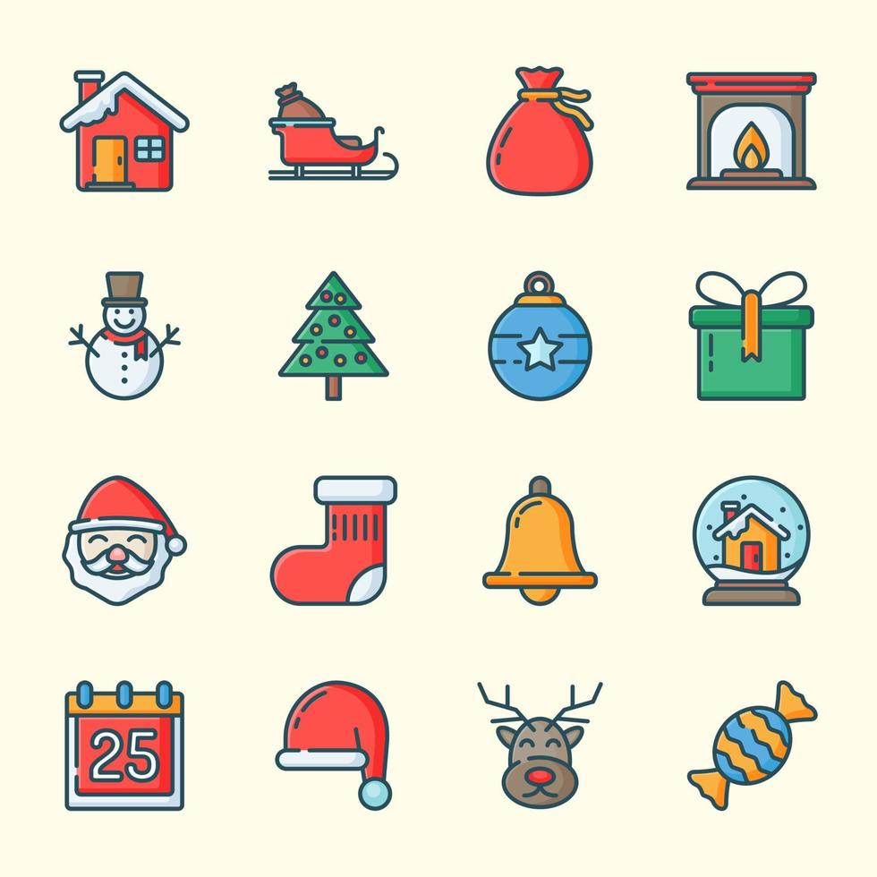 conjunto de icono de navidad vector