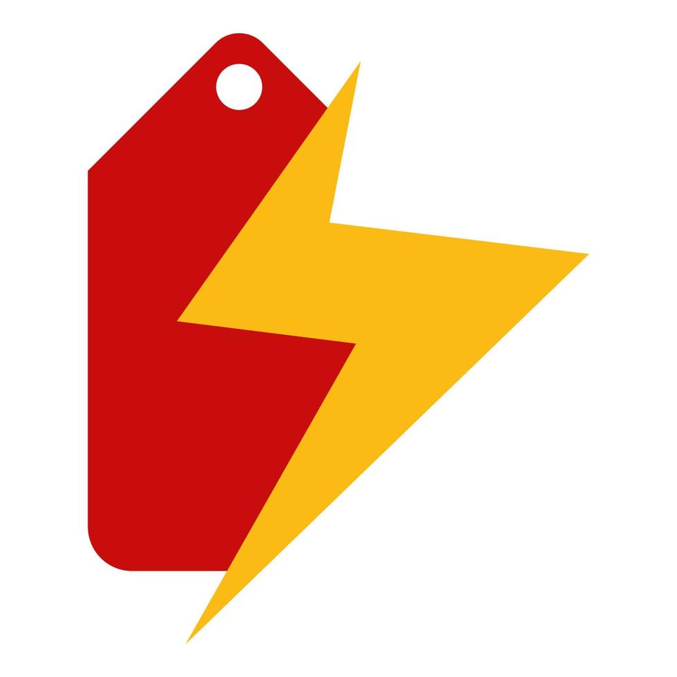 gráfico de vector de ilustración del logotipo de etiqueta de precio flash. perfecto para usar en empresas de tecnología