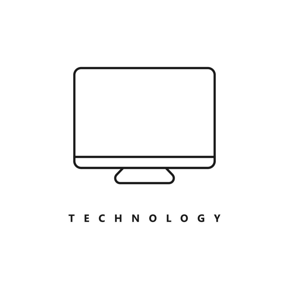 gráfico de vector de ilustración del logotipo de monitor de computadora de línea. perfecto para usar en empresas de tecnología