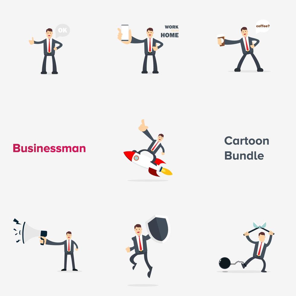 Illustration Vector Graphic of Businessman Cartoon Bundle