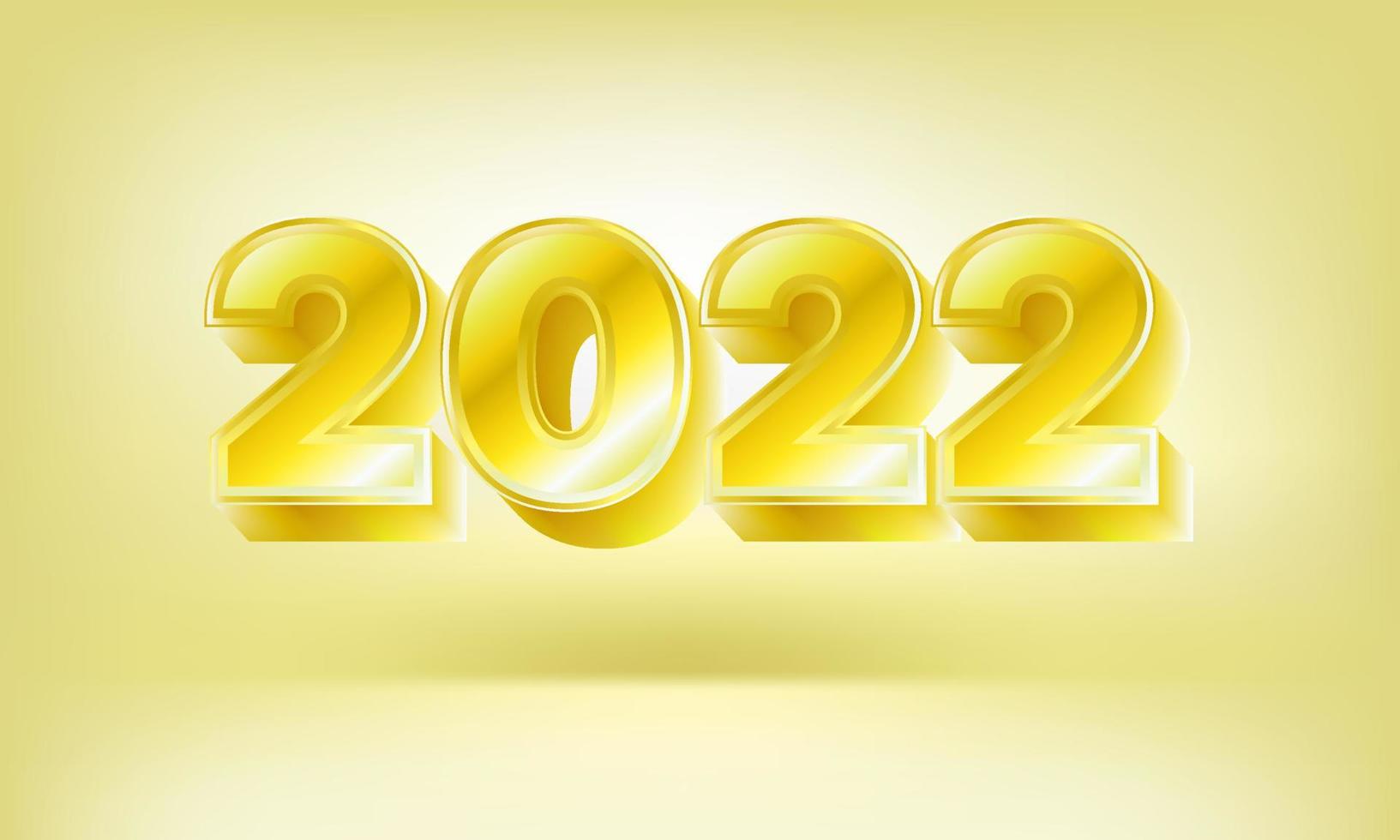 Happy new year 2022 realistic gold number, 2022 3D vector