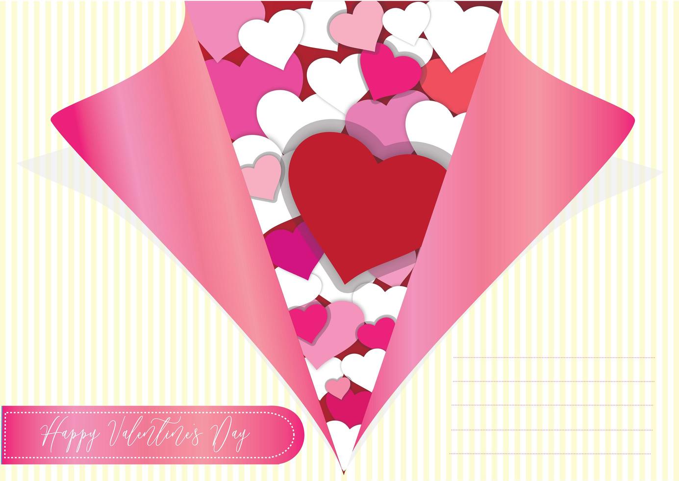 Notebook blank paper sheet for write card background open with Hearts - Valentines day card pink red and white heart with text happy valentines day banner or poster pattern photo