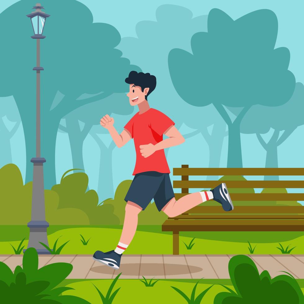 Man Jogging at the Park vector