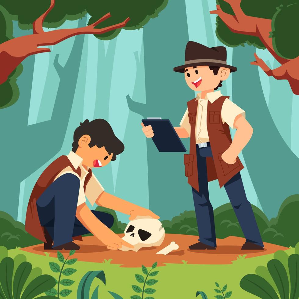 Anthropologist Measuring the Skull vector