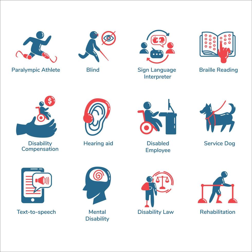 Empowering Disabilities Icons vector