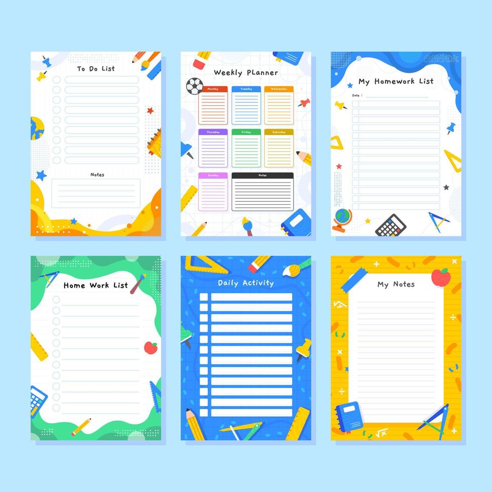 Colorful Journal Planner Template Set vector