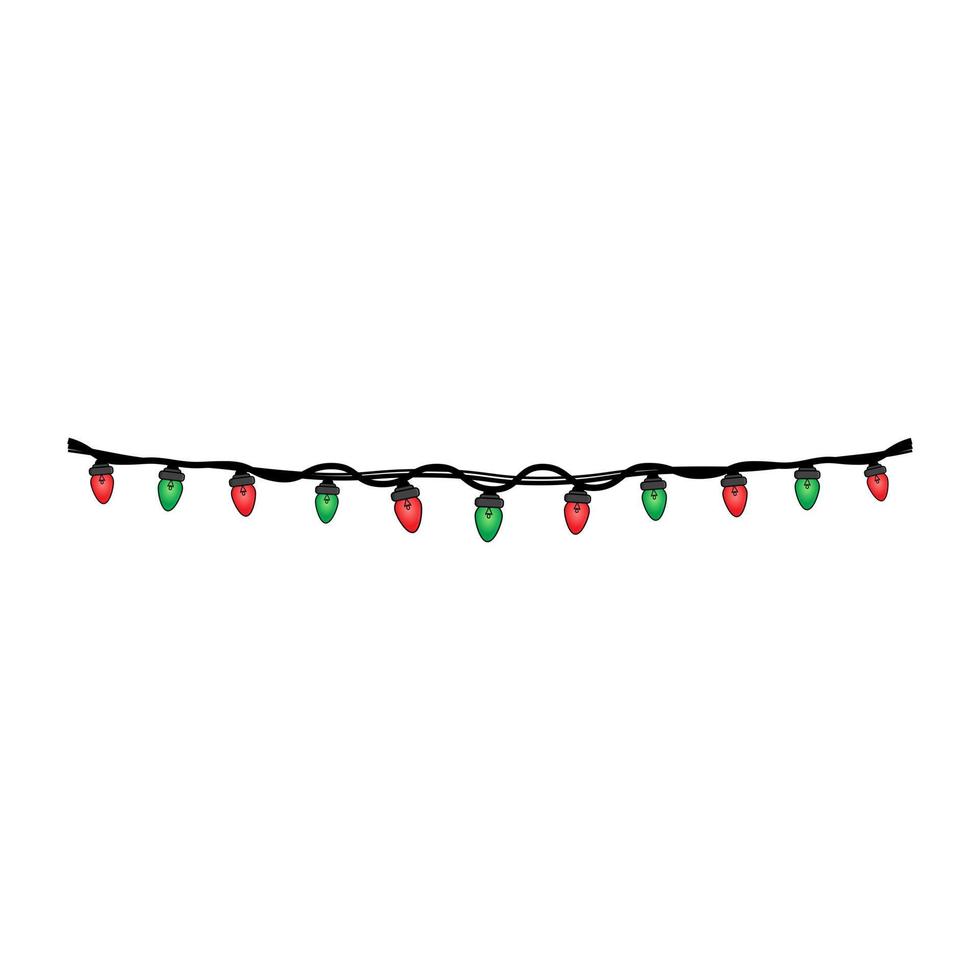 Christmas elements decoration. Illustration vector graphic of Christmas lights with red and green