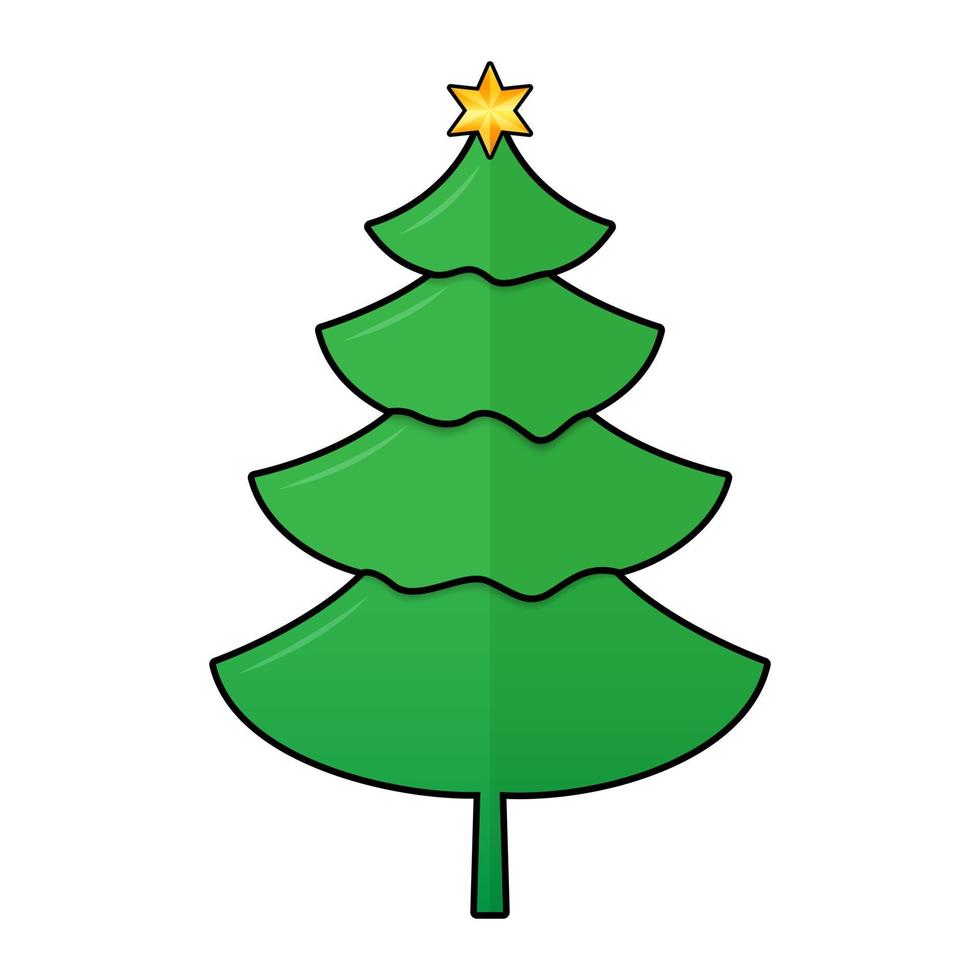 árbol de navidad aislado sobre fondo blanco. Gráfico de vector de ilustración de árbol de Navidad bueno para elemento o parte del diseño de Navidad