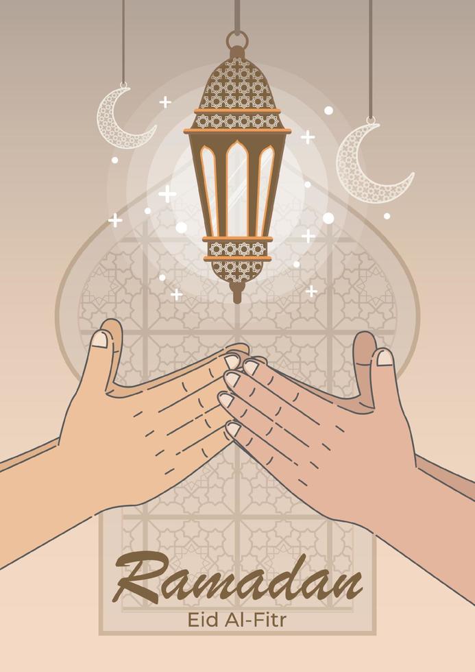 Traditional lantern and islamic ornamental vector
